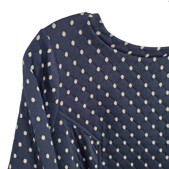 Boden Size 12 Dress Dotty Day Quilted Shift Polka Dot Zip Back Pockets Navy - Picture 4 of 13